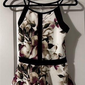 Route 3 Black and White top with flowers